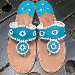 Jack Rogers Palm Beach Sandals in Aqua & White
